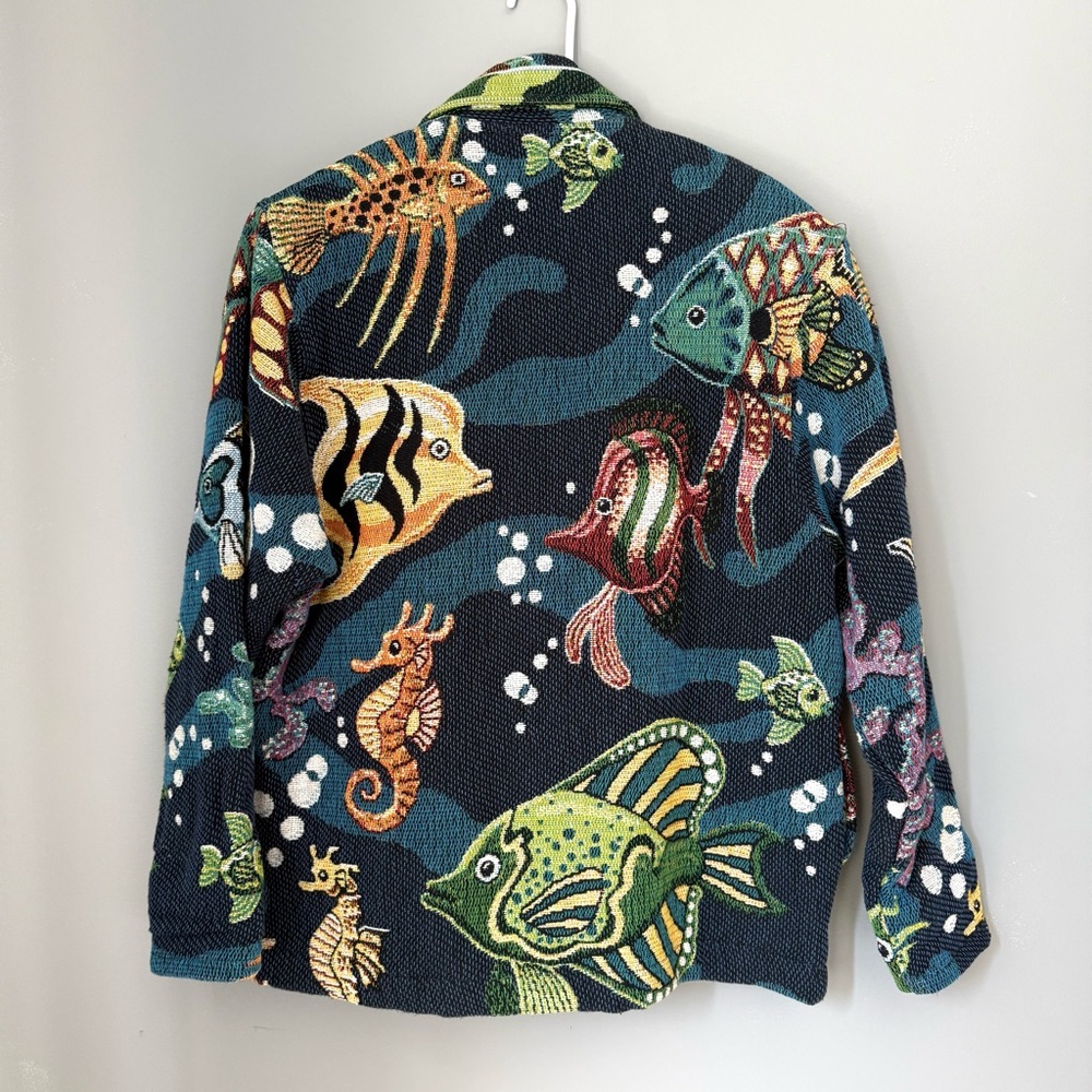 Vintage Pony Woven Tropical Fish Ocean Tapestry Jacket - Picture 9 of 9
